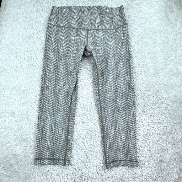 Lululemon Wunder Under Crop Arrow Jacquard Olive Gray Sage - Picture 2 of 11